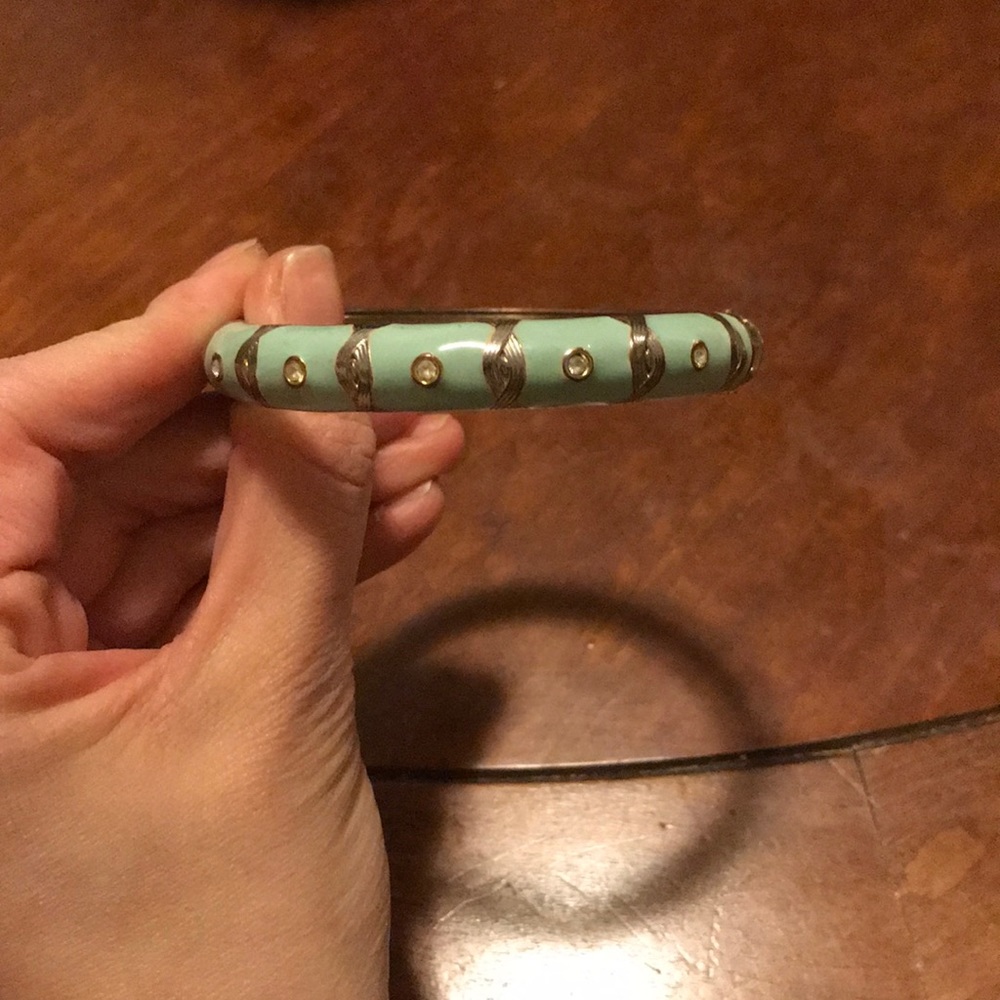 light blue-green bracelet w/gold accents